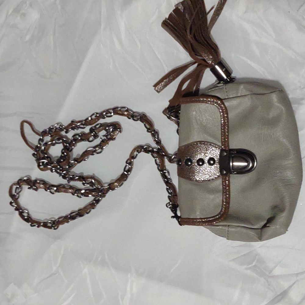 Gray leather purse